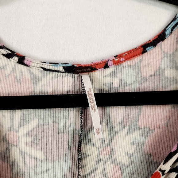 Free People Fit and Flare Dress Size XS Key to Your Heart Floral Mini Ribbed - Picture 8 of 15